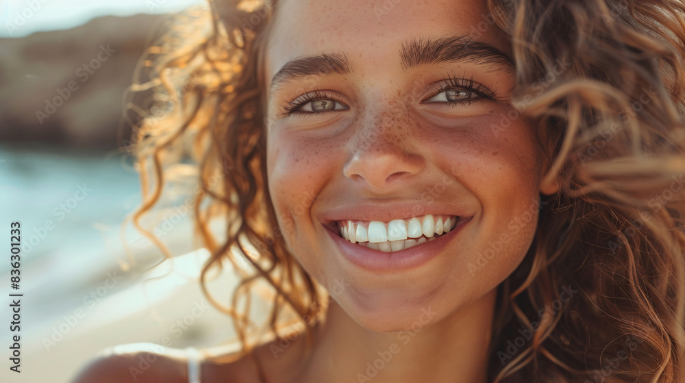 A beautiful woman with bleached white teeth A beautiful woman with bleached white teeth