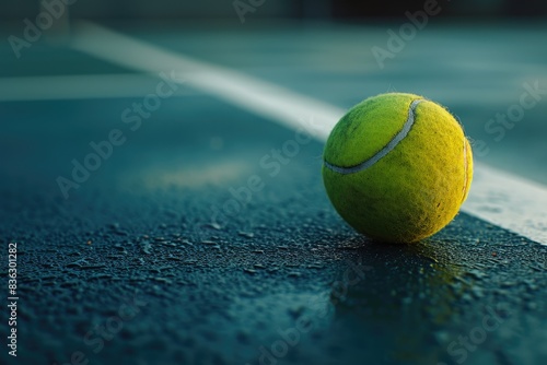 Tennis Court Elegance: Ball and Surface © Andrii 