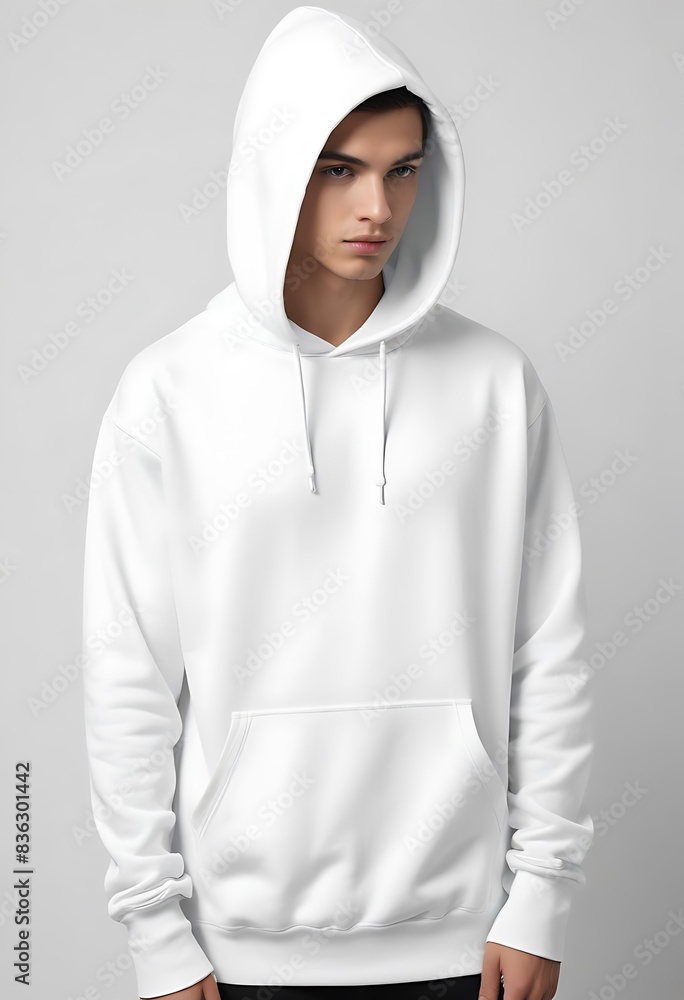 handsome man in white hoodie mockup handsome man in white hoodie mockup