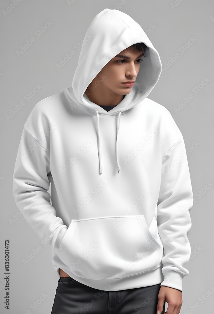 handsome man in white hoodie mockup handsome man in white hoodie mockup