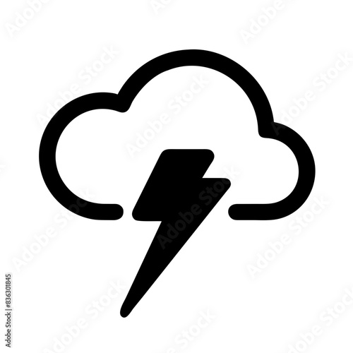 Vector Icon of Cloud with Lightning Bolt - Weather Symbol