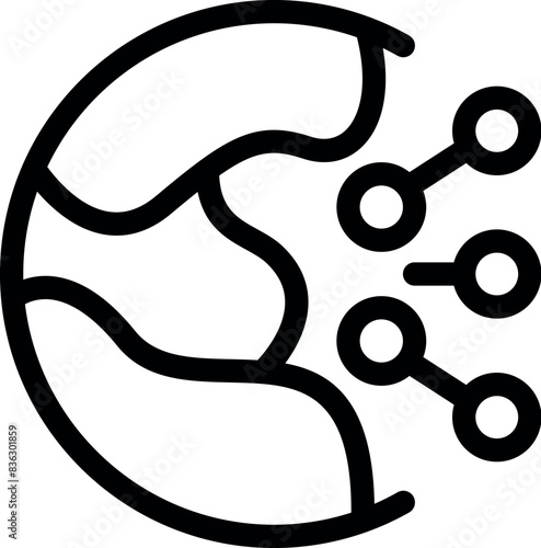 Фотография Illustration of a digital circuit brain icon with neural network and artificial
