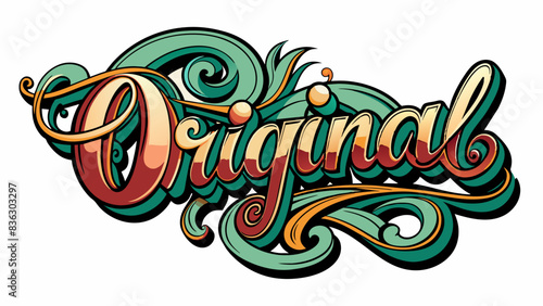 Vibrant text word Original with bold colors and dynamic swirls, perfect for branding, logos, posters, and digital designs. Eye-catching and artistic, this design stands out with its energetic style