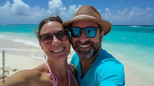 Vacation Bliss: Couple on Caribbean Sands © Luba