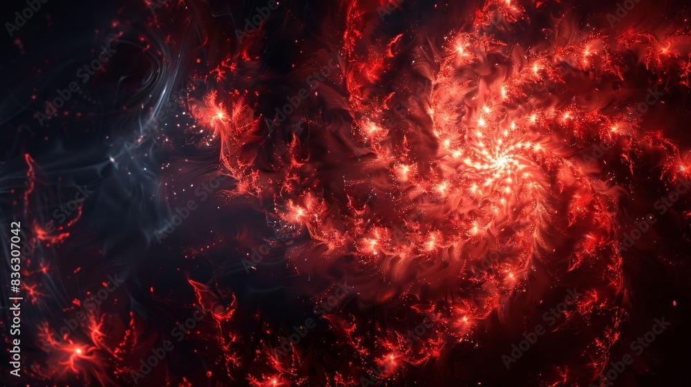 A red spiral with a black background