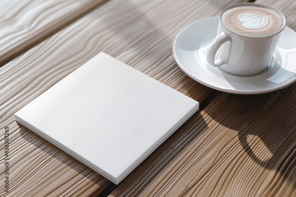 White square coaster beside coffee cup White square coaster beside coffee cup