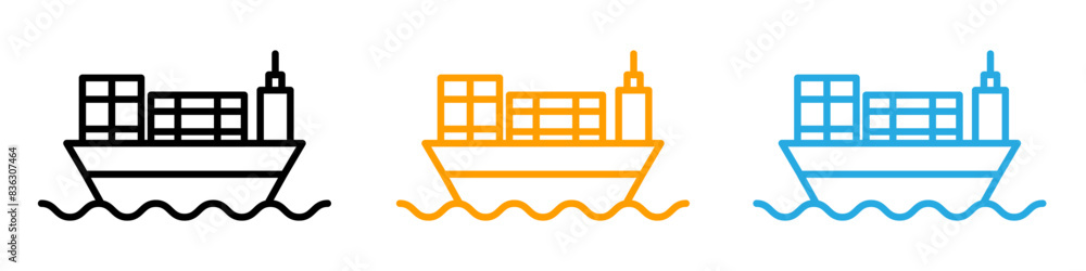 Obraz premium Cargo ship icon logo set vector