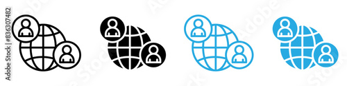 Clients worldwide icon logo set vector