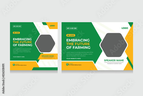 Farm Conference with agricultural concept template. Group of agri poster with geometrical composition. Creative professional business flyer template layout design. Vector illustration.
