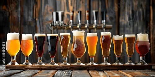 Variety of global beers showcased at a beer festival. Concept Beer selection, Global brews, Beer festival, Tasting experience photo