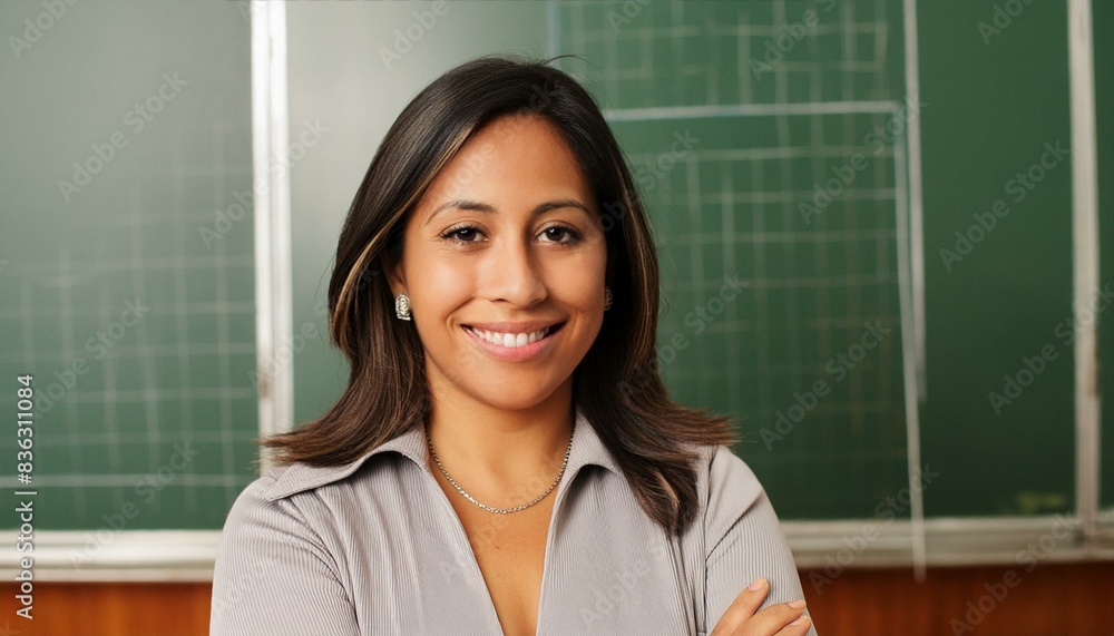 beautiful woman teacher in classroom