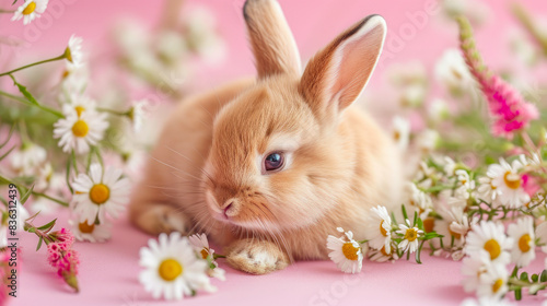 Flower-Framed Cuteness: Bunny Elation