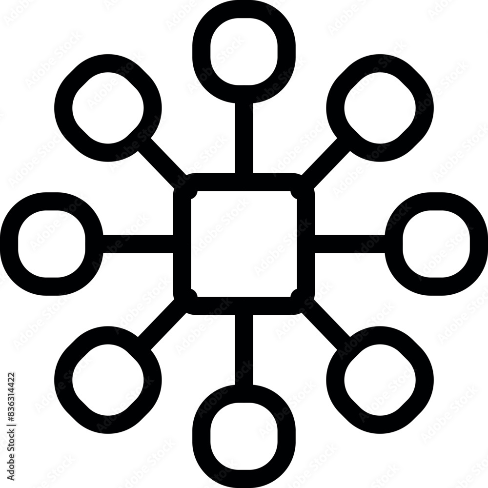 Abstract geometric network icon with connectivity and symmetry, in black and white, isolated vector illustration for networking and communication technology concept Abstract geometric network icon with connectivity and symmetry, in black and white, isolated vector illustration for networking and communication technology concept