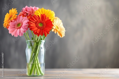 Wallpaper Mural Bouquet of beautiful gerbera flowers in vase on table Torontodigital.ca