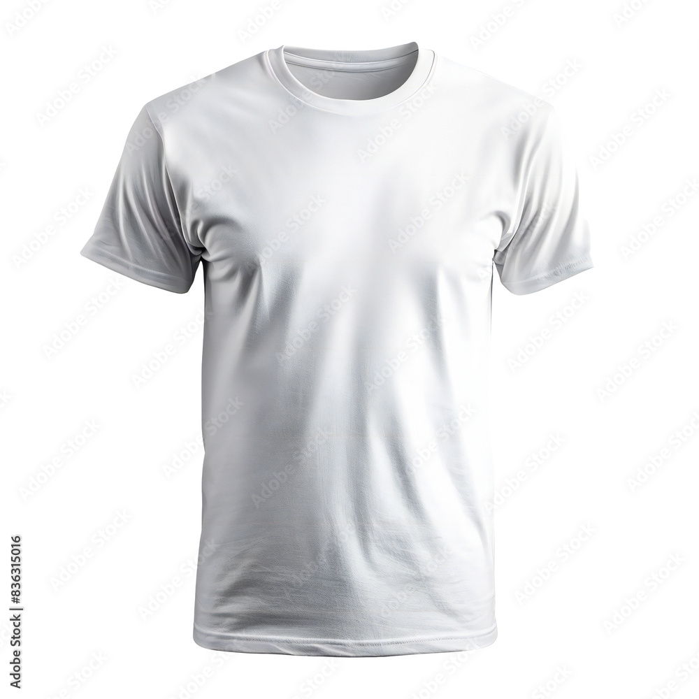 White male plain t-shirt on transparent background