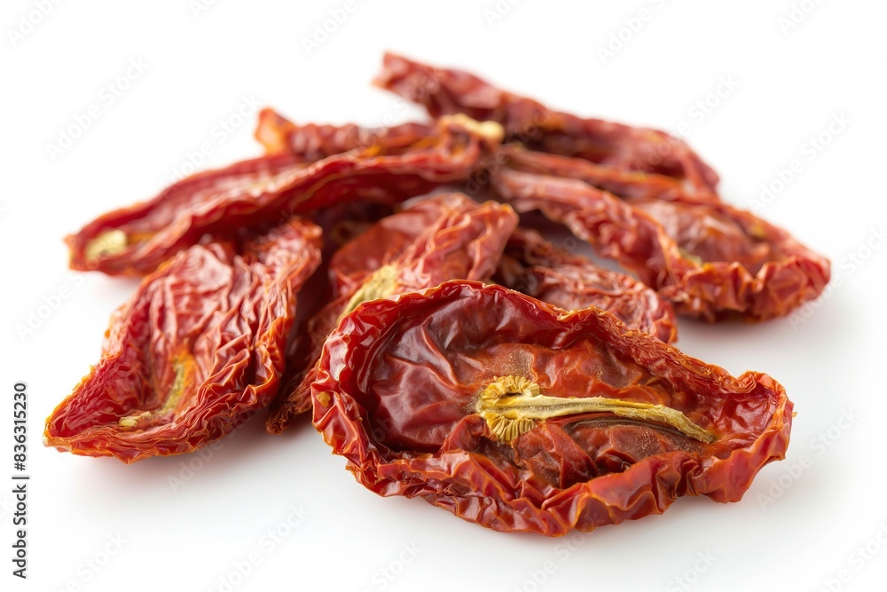 Dried tomatoes isolated on white background Dried tomatoes isolated on white background