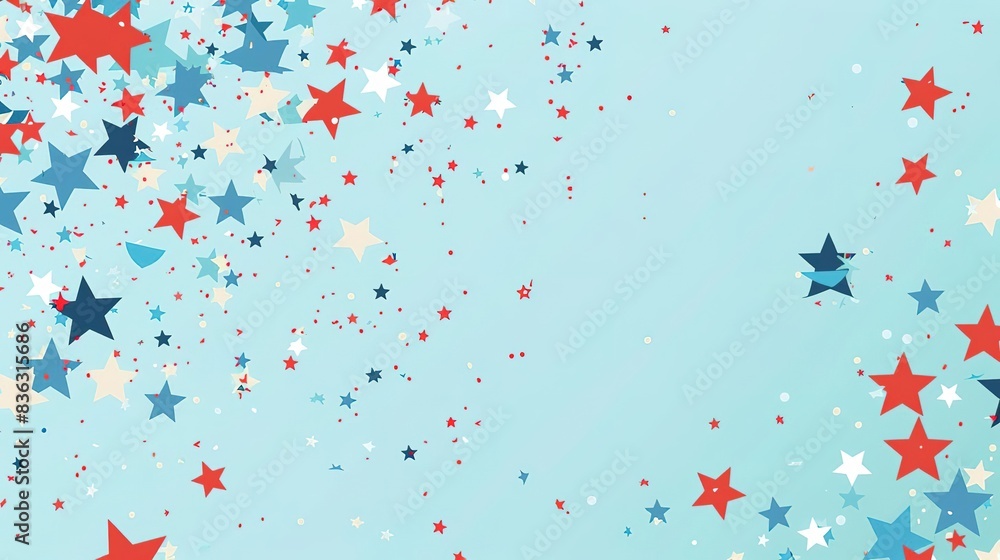 Abstract patriotic background with red, white, and blue colors and stars. Happy Independence Day celebration Concept. Abstract patriotic background with red, white, and blue colors and stars. Happy Independence Day celebration Concept.