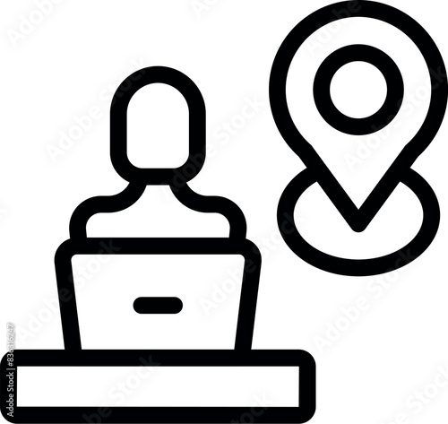 Conceptual icon representing a remote employee with a location pin, signifying flexible work locations