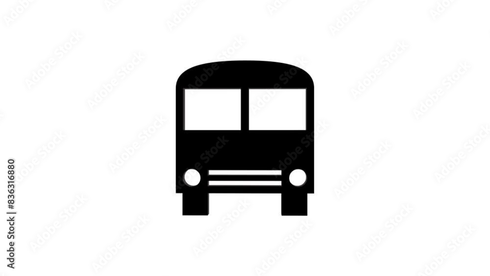 3d Bus icon for public transport school bus black and gray animation 3d Bus icon for public transport school bus black and gray animation