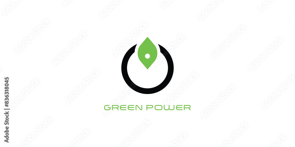 Simple green power logo design with modern concept , premium vector Simple green power logo design with modern concept , premium vector