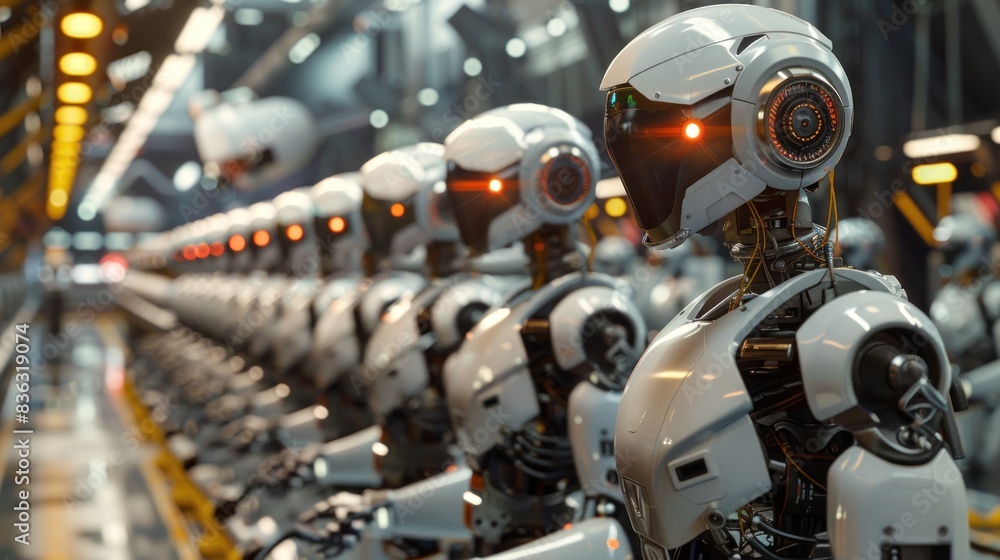 3d rendering robot assembly line in car factory 3d rendering robot assembly line in car factory