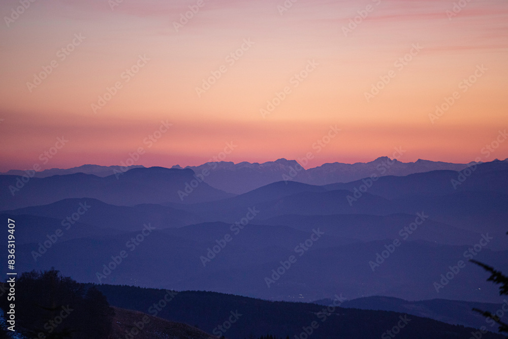 Obraz premium Colourful sunset in the mountains.