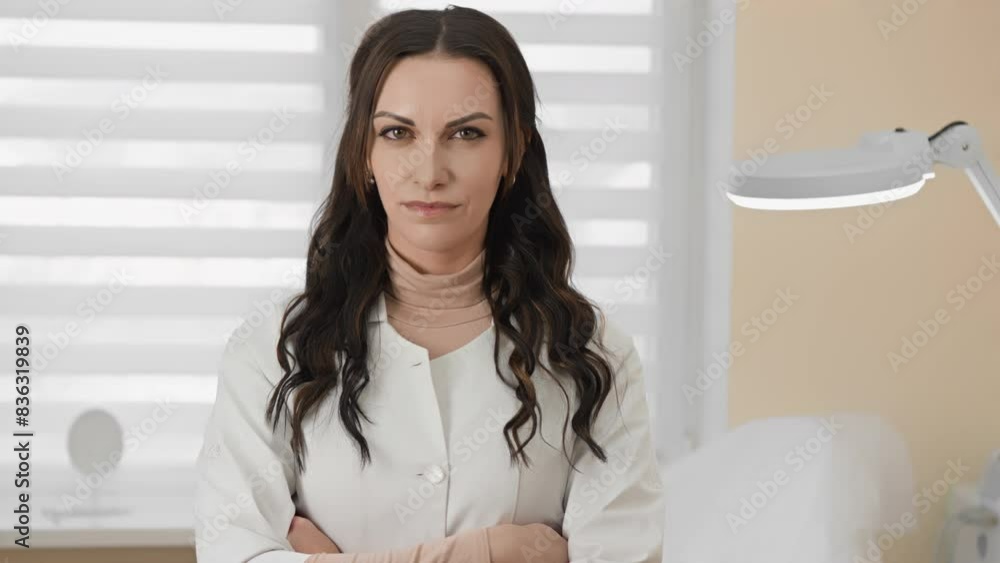 A confident female doctor is seen in a modern clinic, showcasing her professionalism as a healthcare worker in a medical office. She is dedicated and offers expert care in a clinical setting A confident female doctor is seen in a modern clinic, showcasing her professionalism as a healthcare worker in a medical office. She is dedicated and offers expert care in a clinical setting
