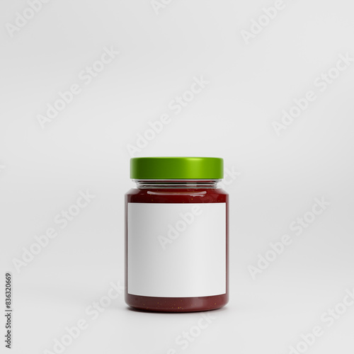 Obraz na plátně Glass jam jar with blank label isolated over white background