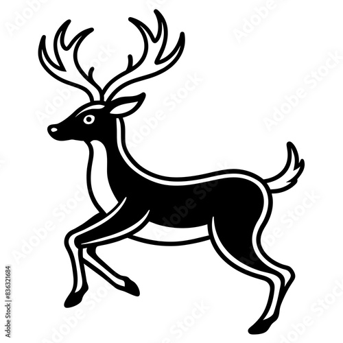 Deer jumping illustration vector silhouette clean line art