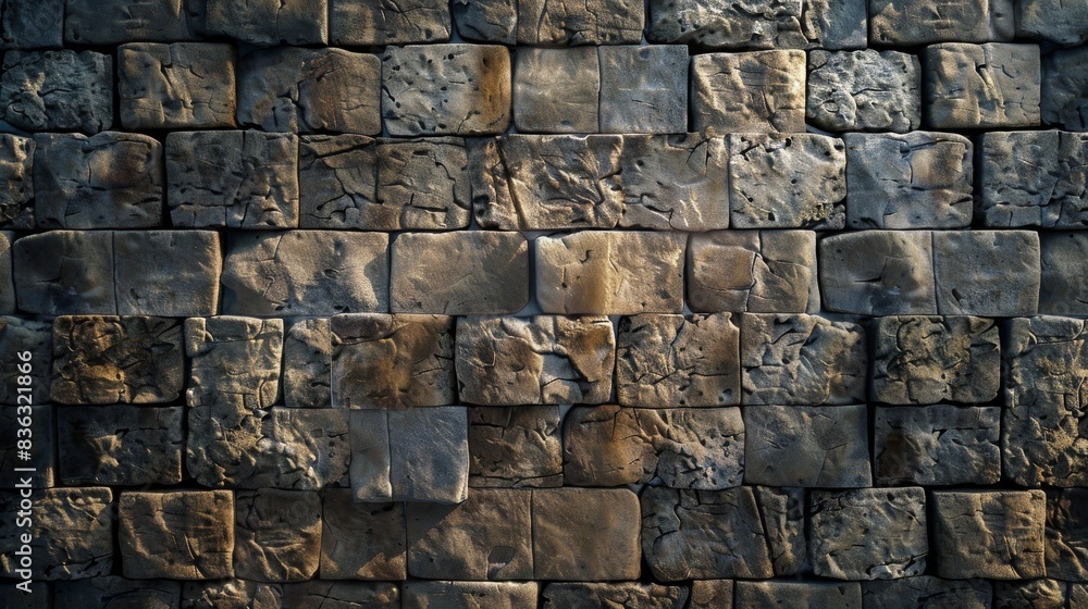 Fototapeta premium brick stone wall, symbolizes stagnation in business or some other problem, gray and dirty tones, vintage backdrop