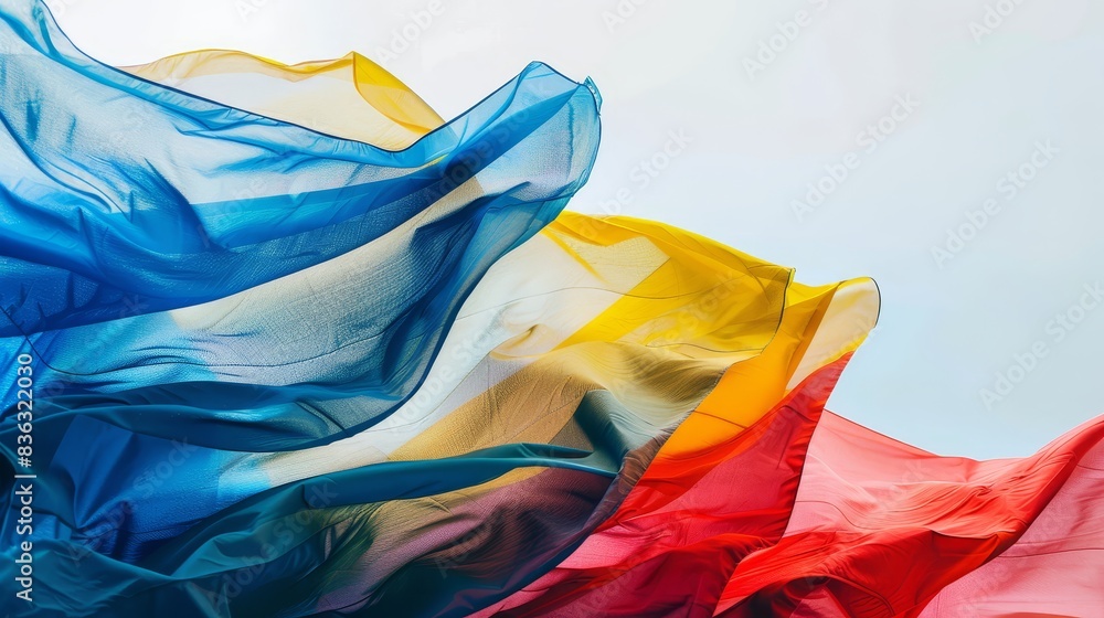 Flag sculpture with texture (close up, focus on, copy space) Colorful and dynamic visuals. Double exposure silhouette with flag features Flag sculpture with texture (close up, focus on, copy space) Colorful and dynamic visuals. Double exposure silhouette with flag features