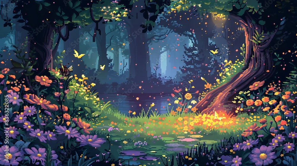 Obraz premium Illustrate a pixel art background