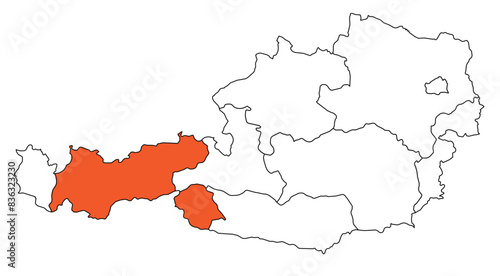 Outline of the map of the region of Austria - Tirol