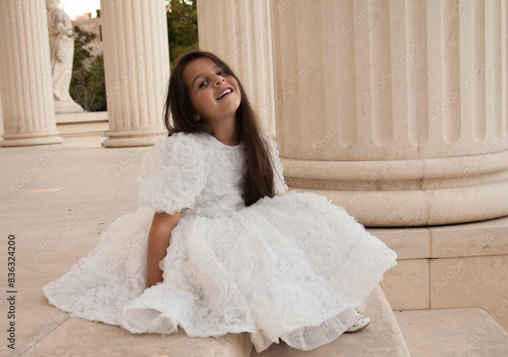 the little girl with the dress with white rosses the little girl with the dress with white rosses