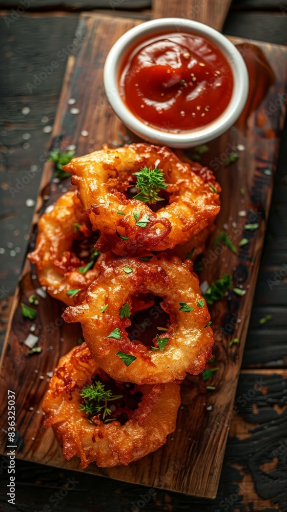 Crispy Fried Onion Rings With Tomato Sauce and Mayonnaise Crispy Fried Onion Rings With Tomato Sauce and Mayonnaise