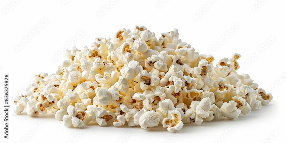 Freshly Popped Popcorn Pile Isolated on White Background Freshly Popped Popcorn Pile Isolated on White Background