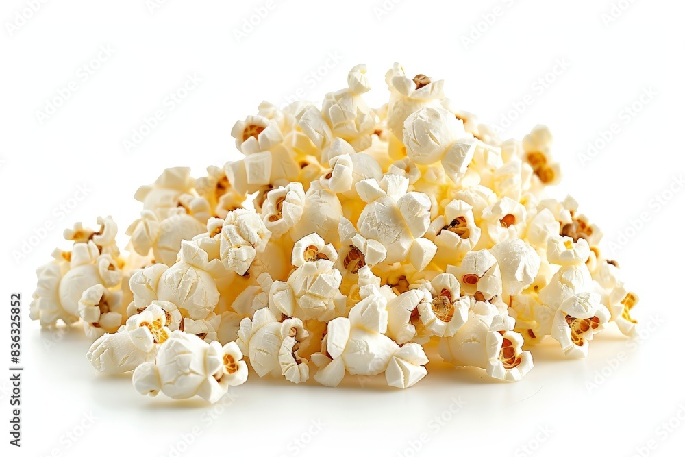 Pile of Freshly Popped Popcorn Isolated on White Background Pile of Freshly Popped Popcorn Isolated on White Background