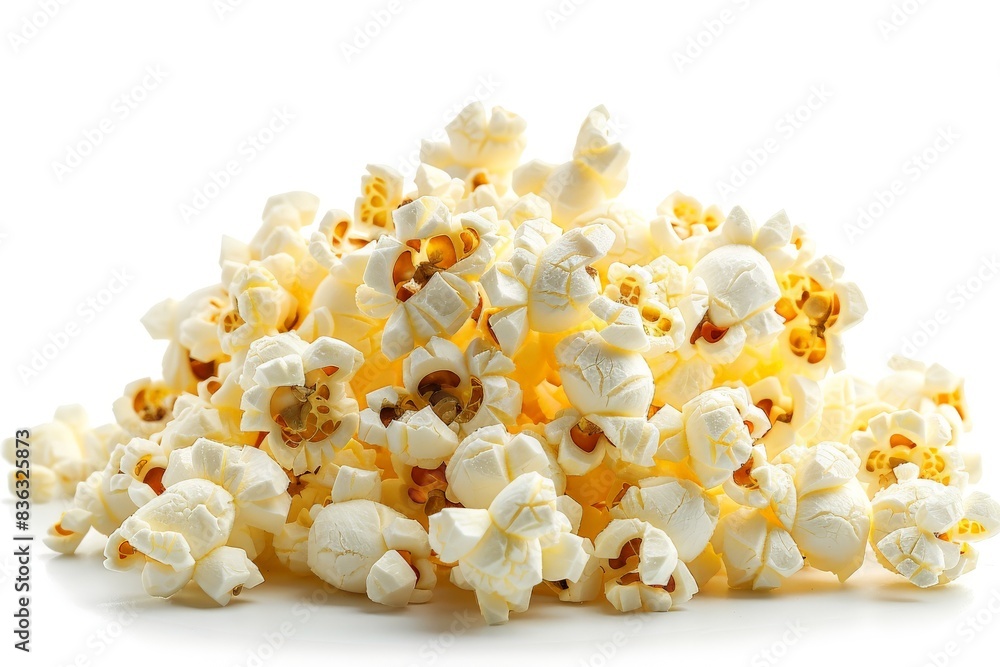 Fresh Buttered Popcorn Pile Isolated on White Background Fresh Buttered Popcorn Pile Isolated on White Background