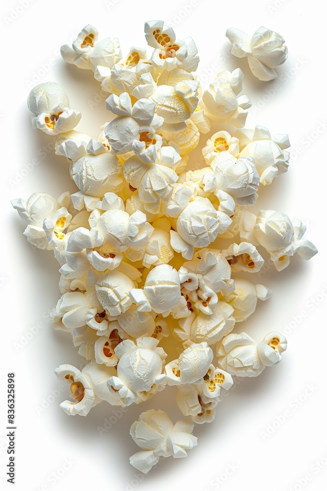 Freshly Popped Popcorn Pile Isolated on White Background Freshly Popped Popcorn Pile Isolated on White Background