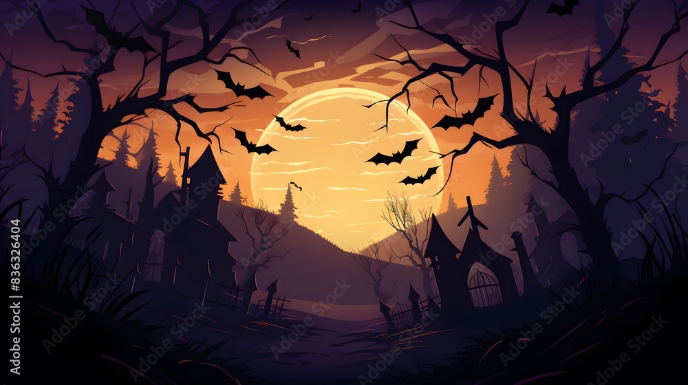 graveyard silhouette halloween Abstract Background. graveyard silhouette halloween Abstract Background.
