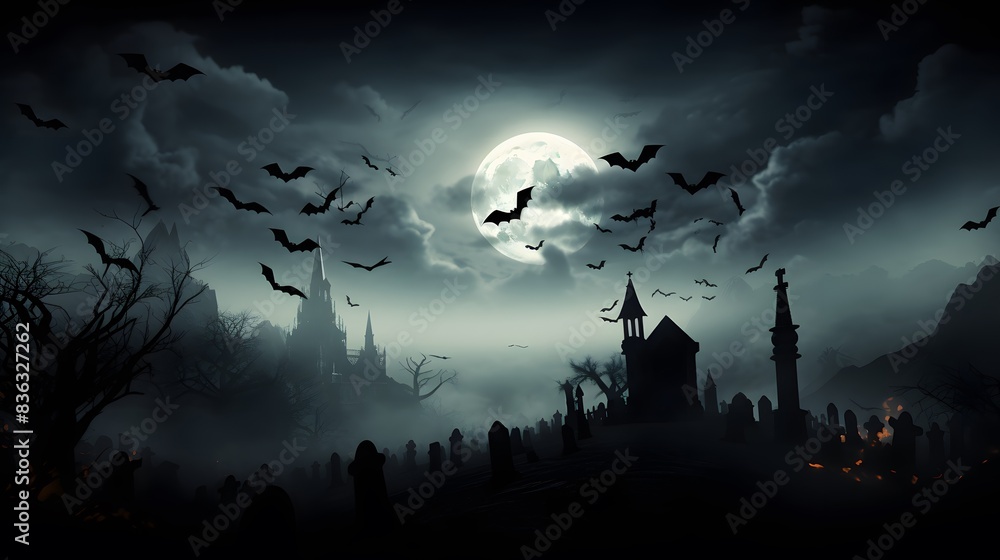graveyard silhouette halloween Abstract Background. graveyard silhouette halloween Abstract Background.