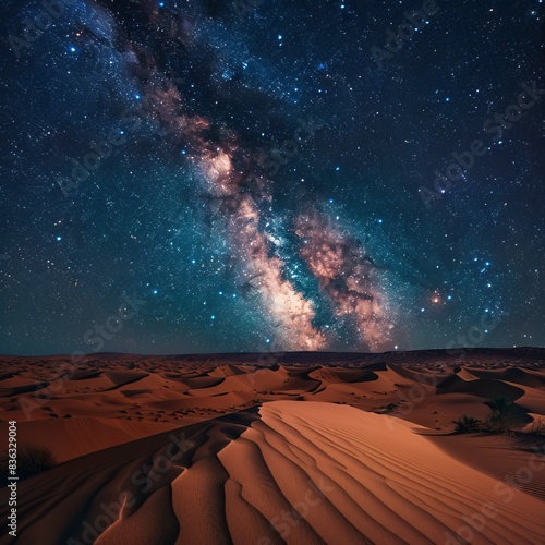 amazing views of the sahara desert under the night starry sky