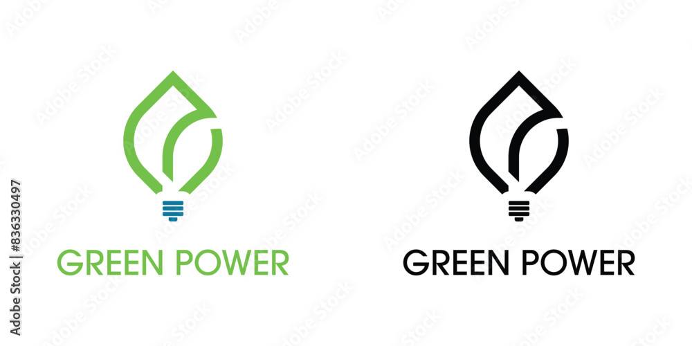 Simple green power logo design with modern concept , premium vector Simple green power logo design with modern concept , premium vector