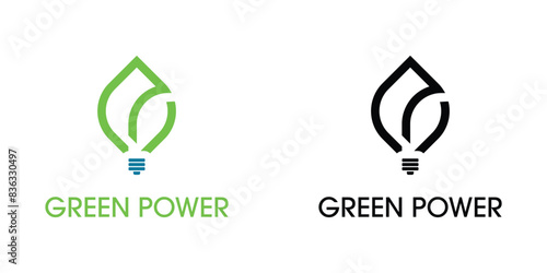 Simple green power logo design with modern concept , premium vector