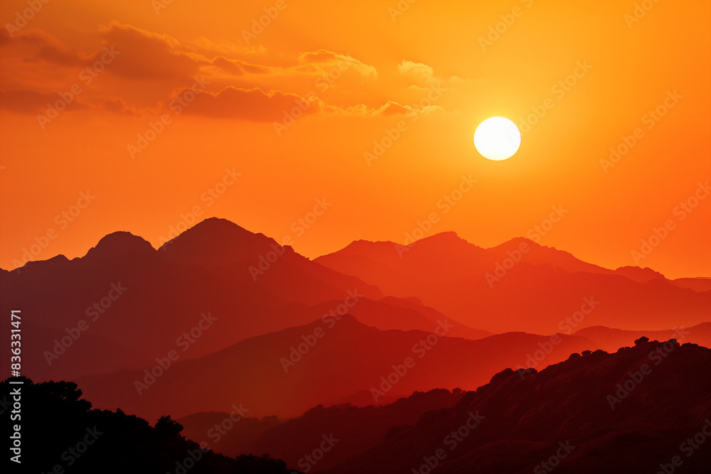 sunset over mountains sunset over mountains