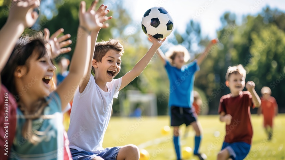 Parents cheer for their children at a soccer game, creating a joyful atmosphere in the sunny local park. Parents cheer for their children at a soccer game, creating a joyful atmosphere in the sunny local park.