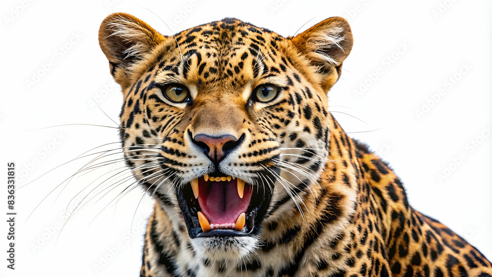 Close up of a roaring leopard Close up of a roaring leopard