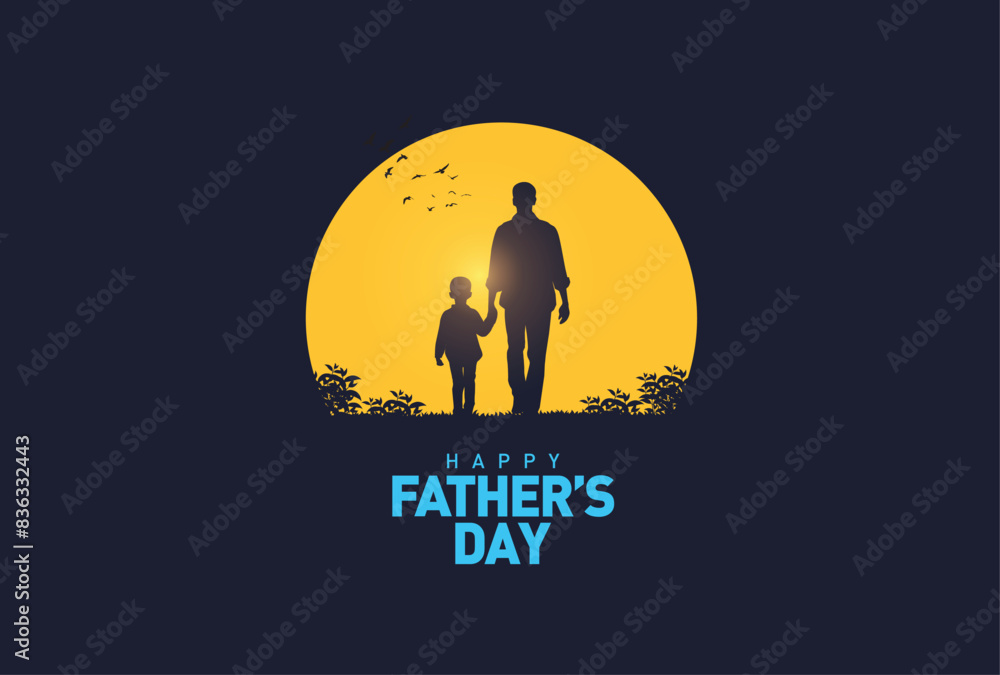 Happy Father's day concept vector background. Father giving son ride on back. Father and son with text happy father's day. Happy Father's day concept vector background. Father giving son ride on back. Father and son with text happy father's day.