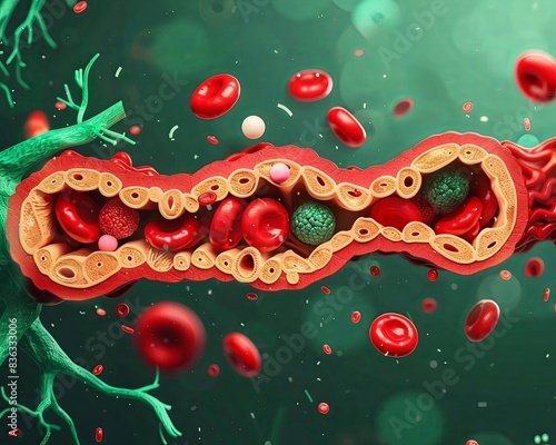 Detailed 3D rendering showing the crosssection of a blocked artery in APSrelated thrombosis photo