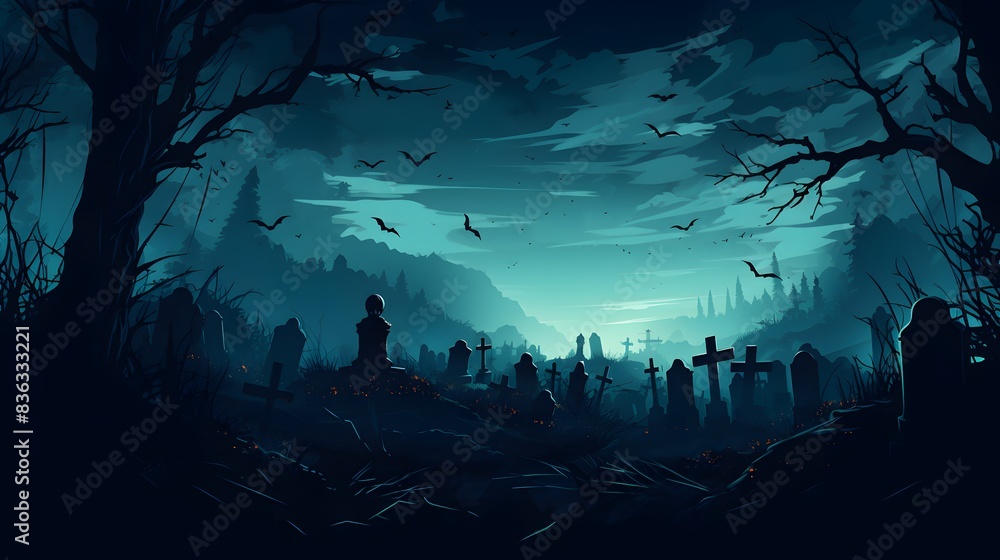 graveyard silhouette halloween Abstract Background. graveyard silhouette halloween Abstract Background.